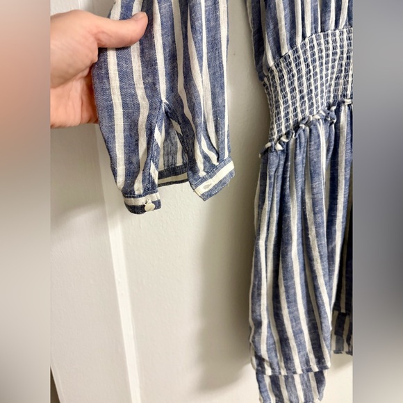 Rails Jasmin Mini Dress Parisan Blue Size Medium Long sleeve Blue white tiered - Picture 5 of 13